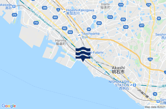 Karte der Gezeiten Higasi-Harima, Japan