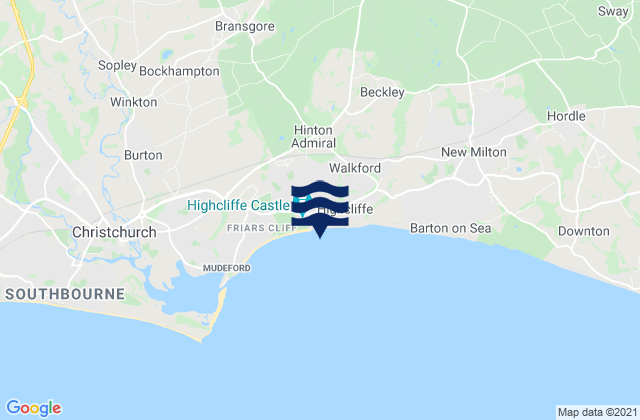 Karte der Gezeiten Highcliffe, United Kingdom