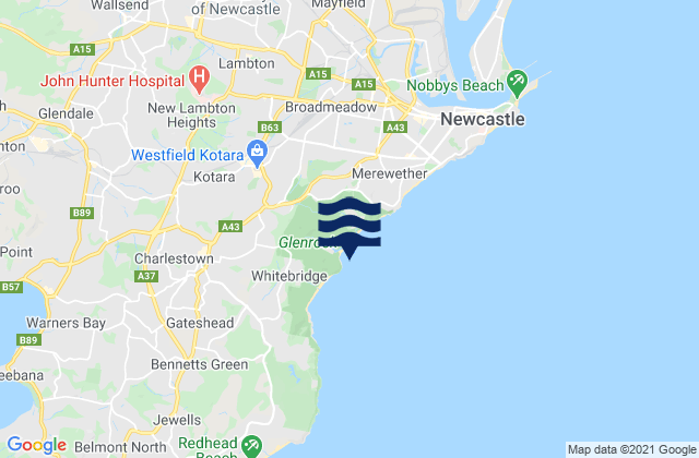 Karte der Gezeiten Highfields, Australia