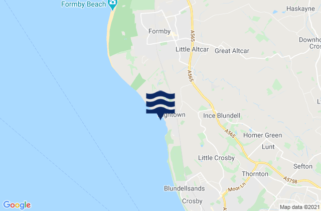 Karte der Gezeiten Hightown Beach, United Kingdom