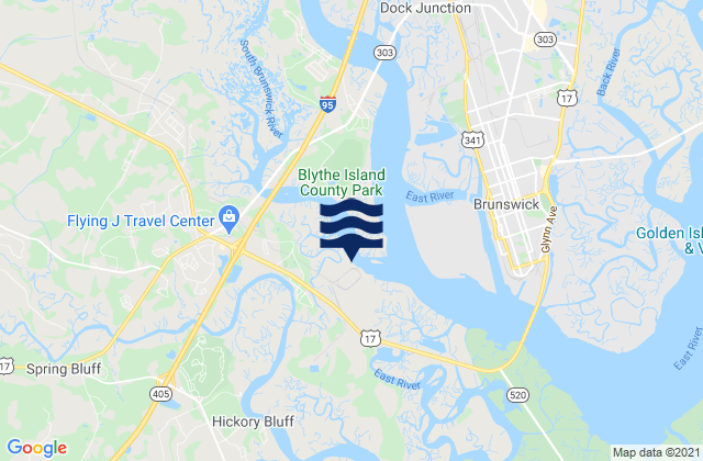 Karte der Gezeiten Highway Bridge South Brunswick River, United States