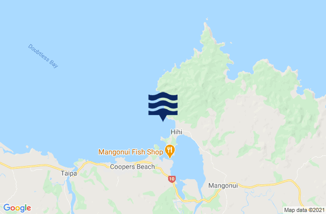 Karte der Gezeiten Hihi Beach, New Zealand