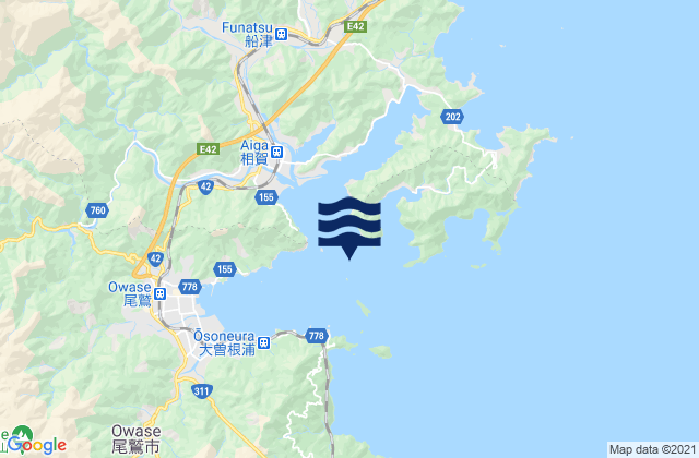 Karte der Gezeiten Hikimoto Ura Owashi Wan, Japan