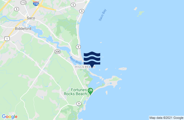 Karte der Gezeiten Hills Beach, United States