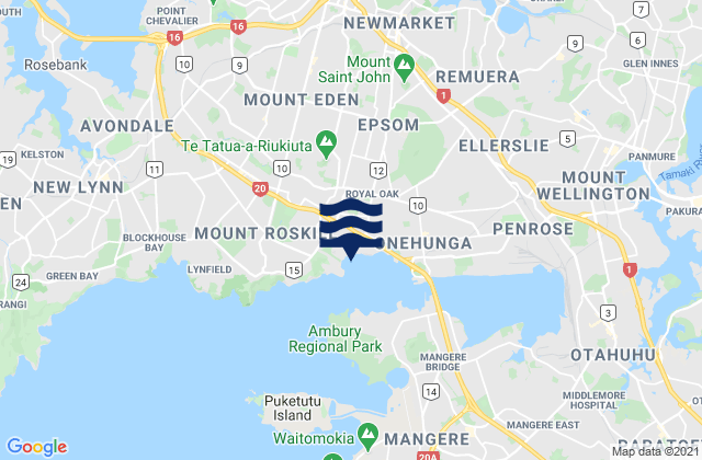 Karte der Gezeiten Hillsborough Bay, New Zealand