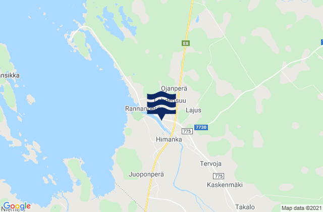 Karte der Gezeiten Himanka, Finland