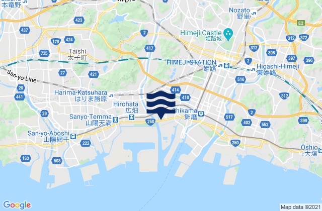 Karte der Gezeiten Himeji Shi, Japan