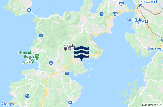 Karte der Gezeiten Hirado Shi, Japan