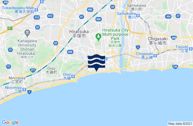 Karte der Gezeiten Hiratsuka, Japan