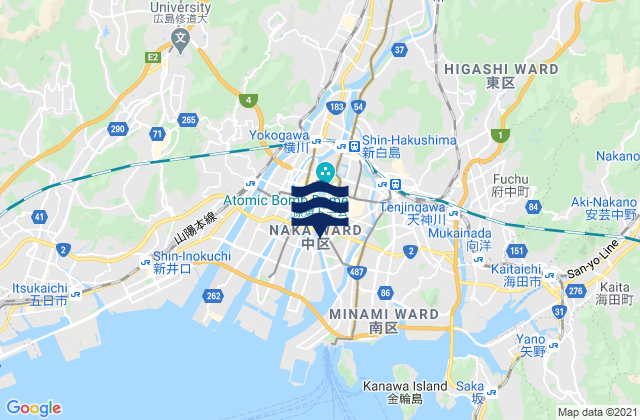 Karte der Gezeiten Hiroshima, Japan