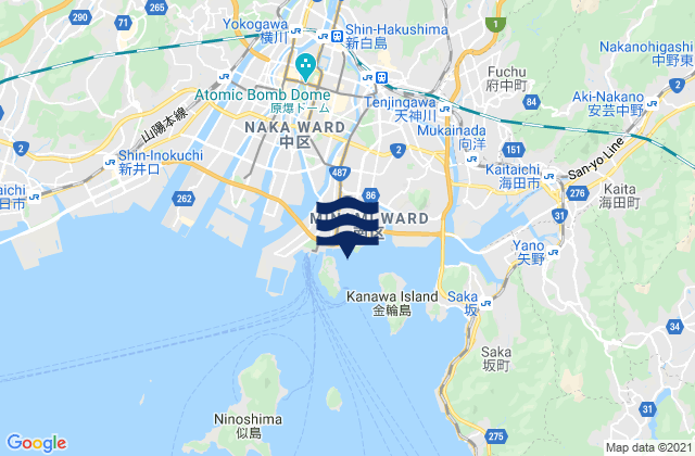 Karte der Gezeiten Hiroshima Ko (Ujina Ko), Japan