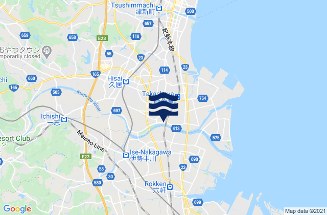 Karte der Gezeiten Hisai-motomachi, Japan