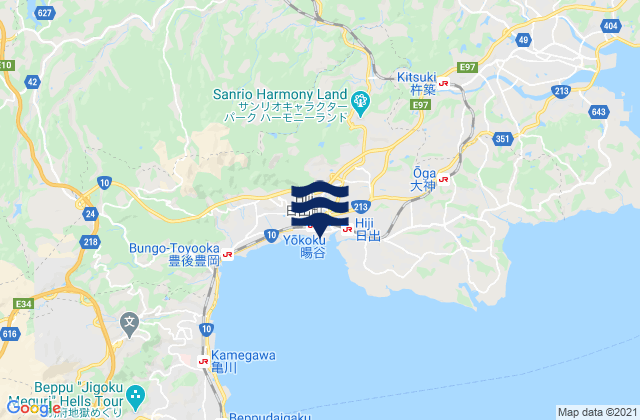 Karte der Gezeiten Hizi, Japan
