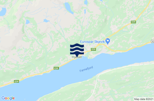 Karte der Gezeiten Hjelset, Norway