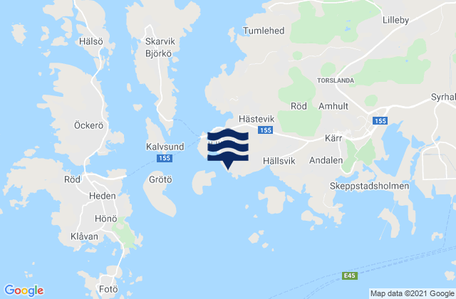 Karte der Gezeiten Hjuvik, Sweden