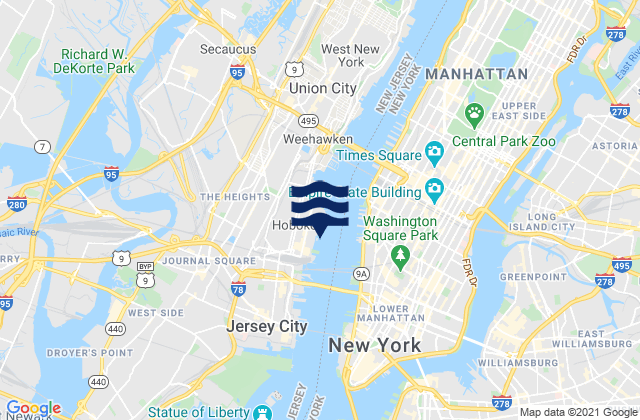 Karte der Gezeiten Hoboken, United States