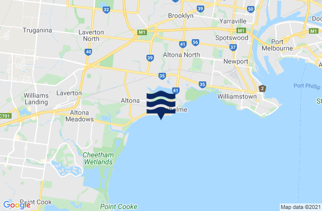Karte der Gezeiten Hobsons Bay, Australia