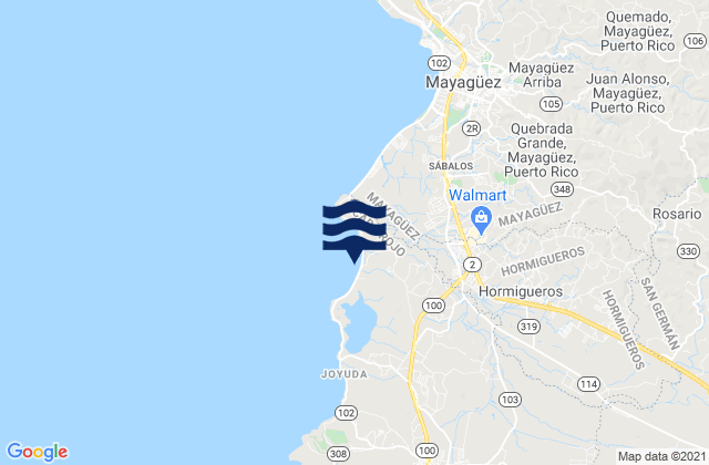Karte der Gezeiten Hoconuco Bajo Barrio, Puerto Rico