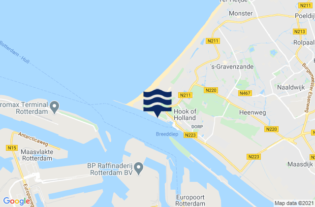 Karte der Gezeiten Hoek van Holland, Netherlands