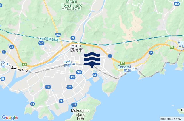 Karte der Gezeiten Hofu Shi, Japan