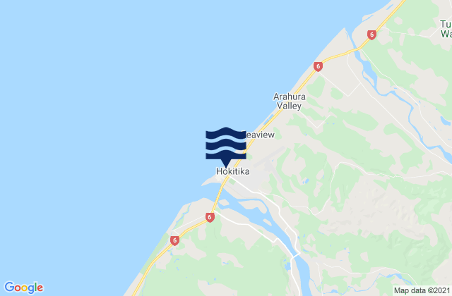 Karte der Gezeiten Hokitika River Bar, New Zealand