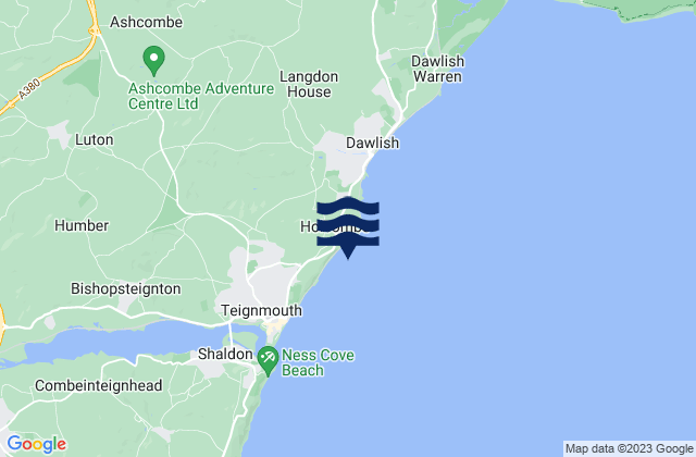 Karte der Gezeiten Holcombe Beach, United Kingdom