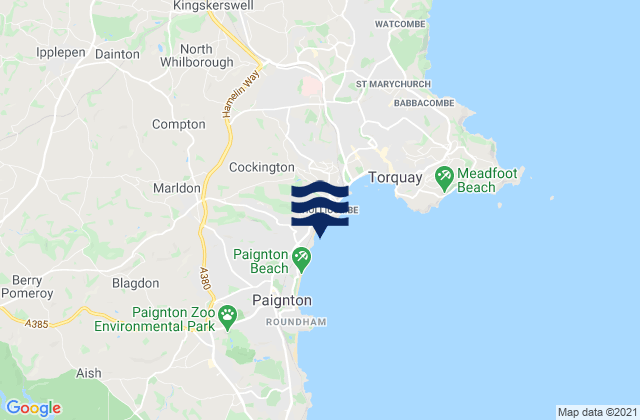 Karte der Gezeiten Hollicombe Beach, United Kingdom