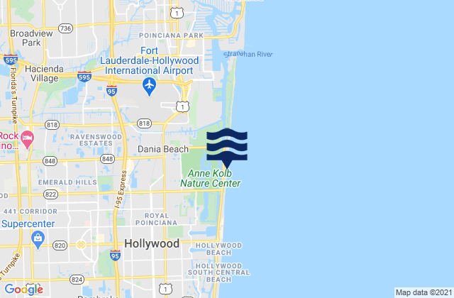 Karte der Gezeiten Hollywood Beach West Lake North End, United States