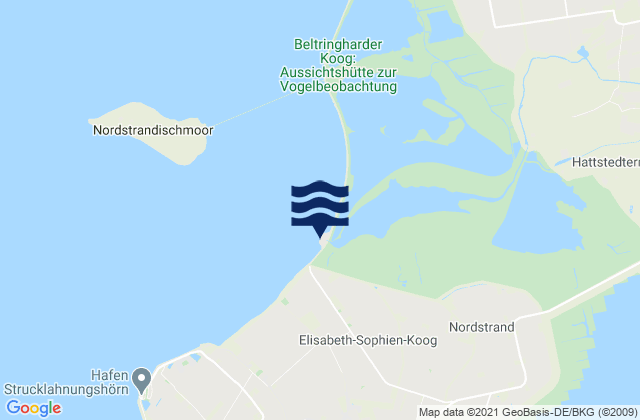 Karte der Gezeiten Holmer Siel, Denmark