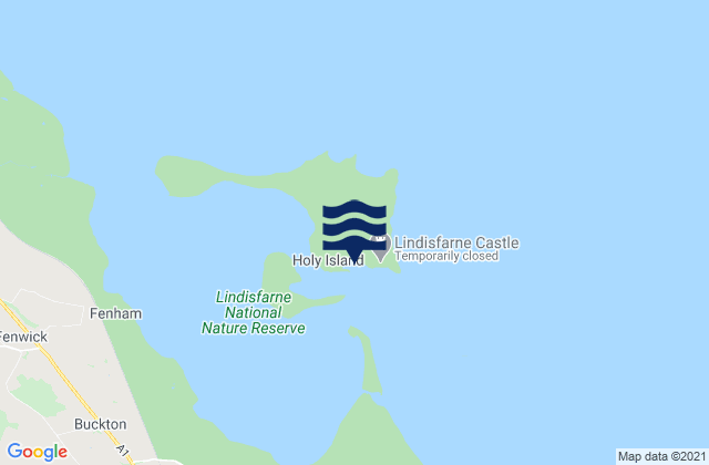 Karte der Gezeiten Holy Island, United Kingdom