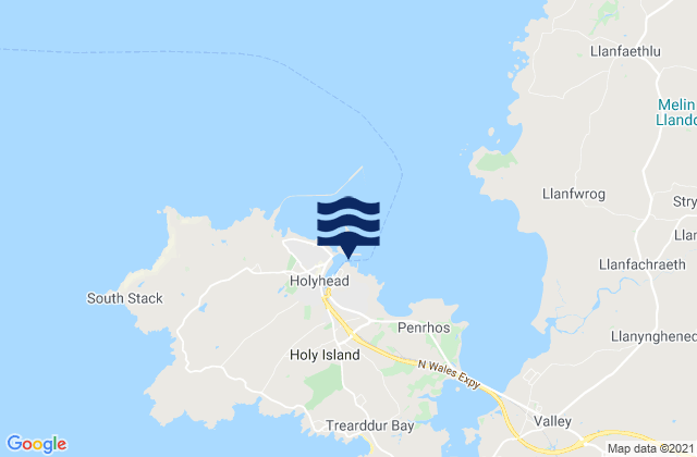 Karte der Gezeiten Holyhead, United Kingdom