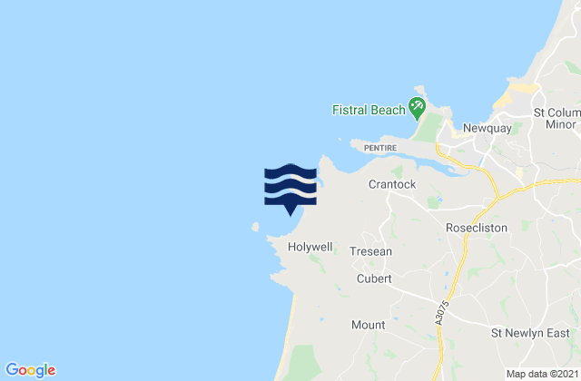 Karte der Gezeiten Holywell Bay Beach, United Kingdom
