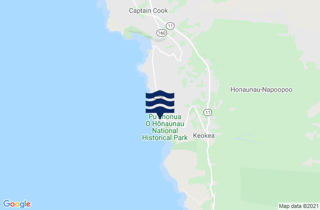 Karte der Gezeiten Honaunau-Napoopoo, United States