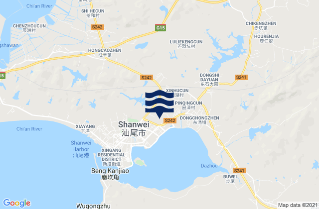 Karte der Gezeiten Hongcao, China