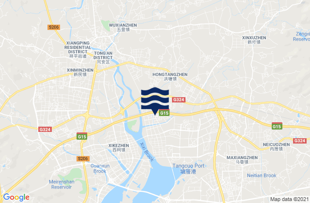 Karte der Gezeiten Hongtang, China