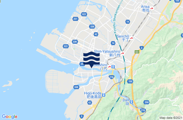 Karte der Gezeiten Honmachi, Japan
