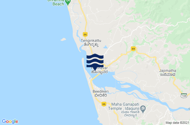Karte der Gezeiten Honāvar, India