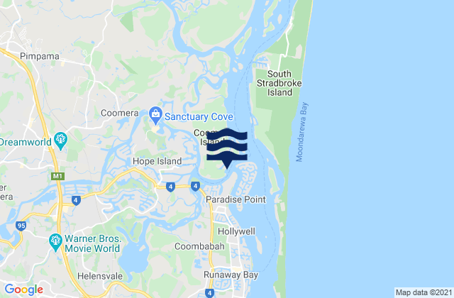 Karte der Gezeiten Hope Island, Australia