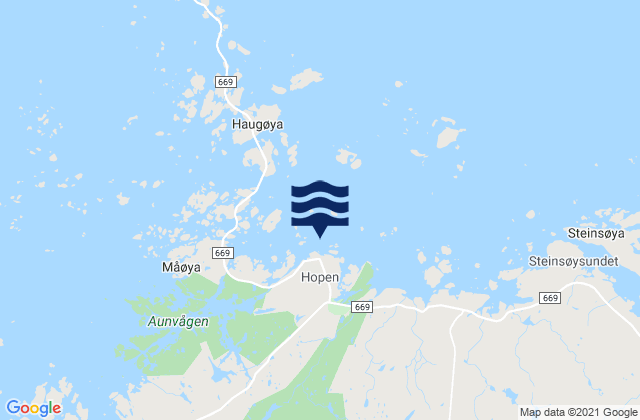 Karte der Gezeiten Hopen, Norway