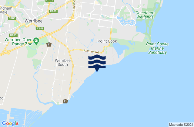 Karte der Gezeiten Hoppers Crossing, Australia