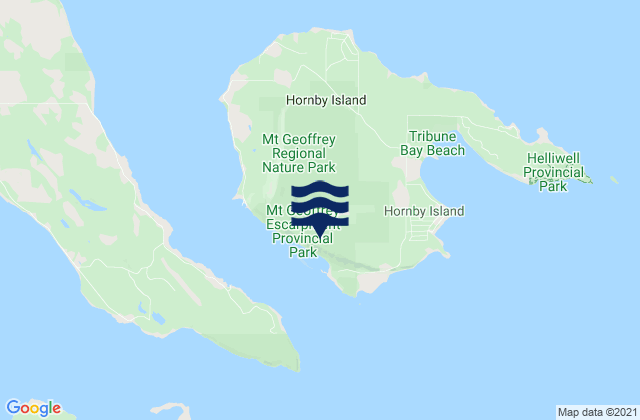 Karte der Gezeiten Hornby Island, Canada