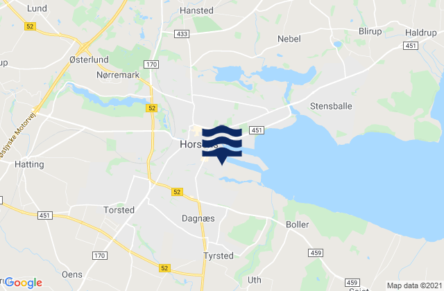Karte der Gezeiten Horsens, Denmark