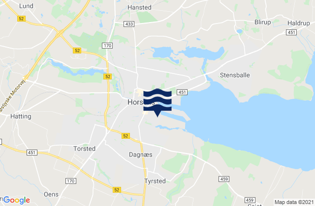 Karte der Gezeiten Horsens Kommune, Denmark
