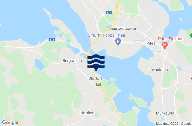 Karte der Gezeiten Hortlax, Sweden