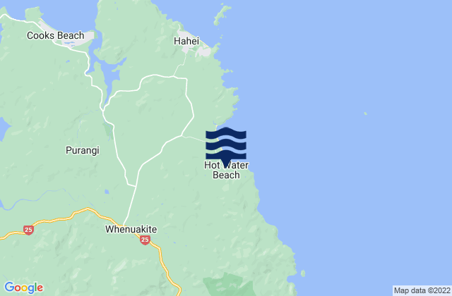 Karte der Gezeiten Hot Water Beach, New Zealand