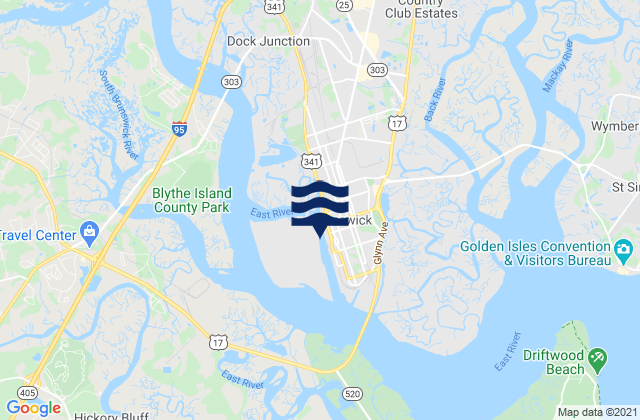 Karte der Gezeiten Howe Street Pier Brunswick, United States