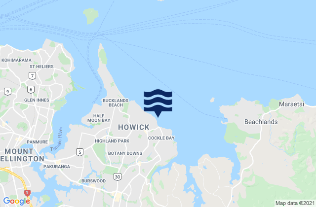 Karte der Gezeiten Howick Beach, New Zealand