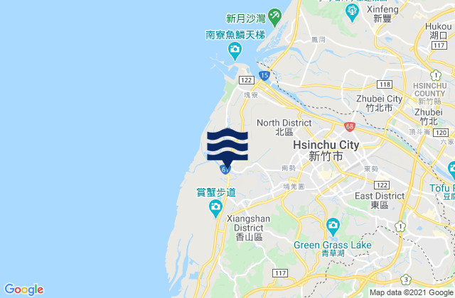 Karte der Gezeiten Hsinchu, Taiwan