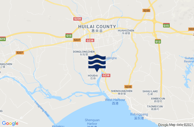Karte der Gezeiten Huahu, China