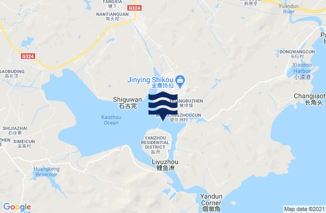 Karte der Gezeiten Huangbu, China